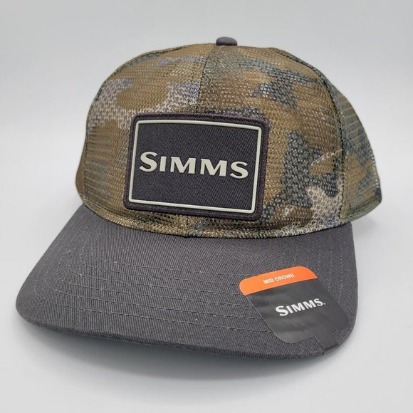Simms Mesh All-Over Trucker Cap Hex Flo Camo Earth - Picture 1 of 4